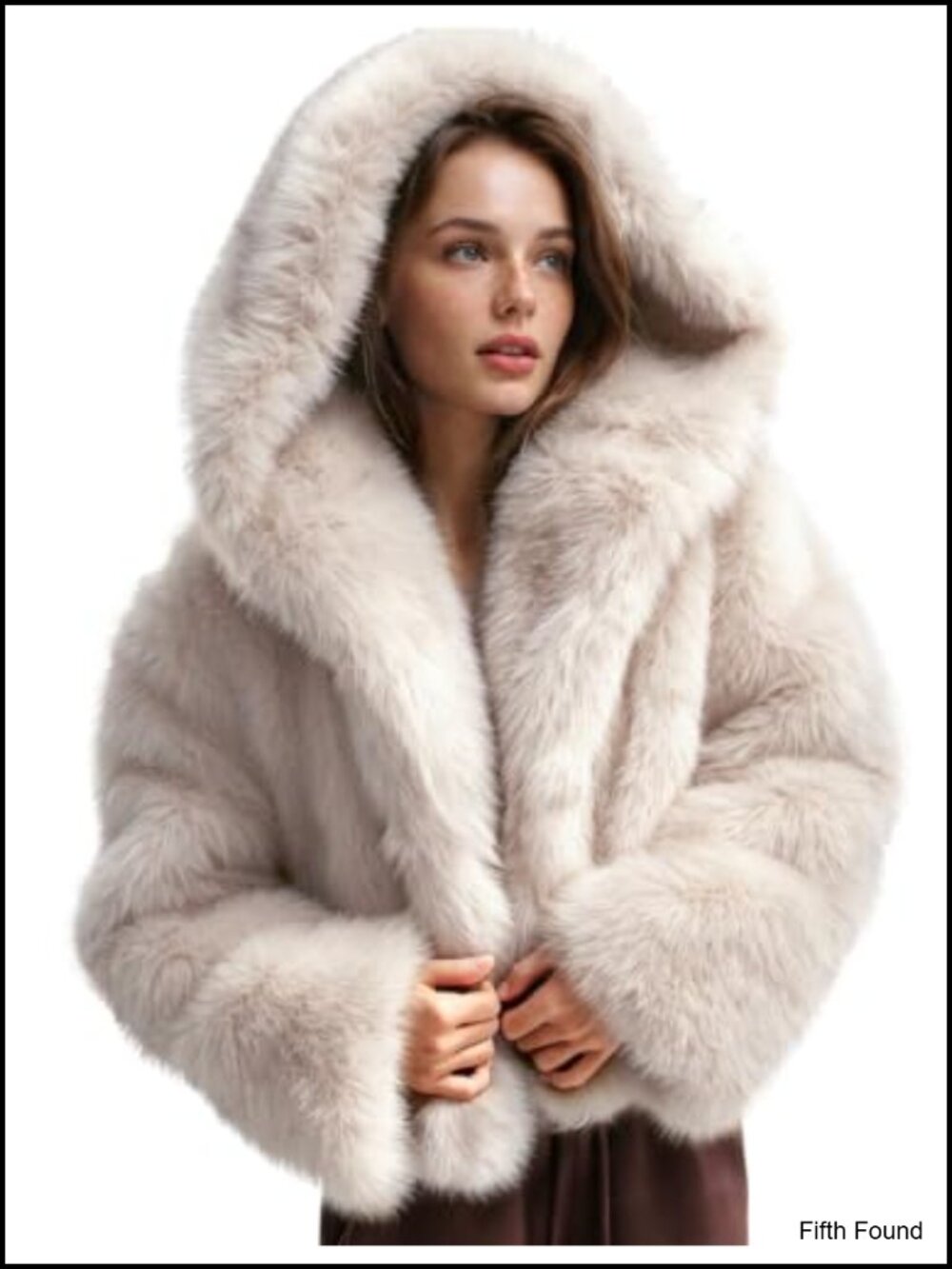 Womens Faux Fur Coat Hooded Cropped Fluffy Jacket Winter Warm